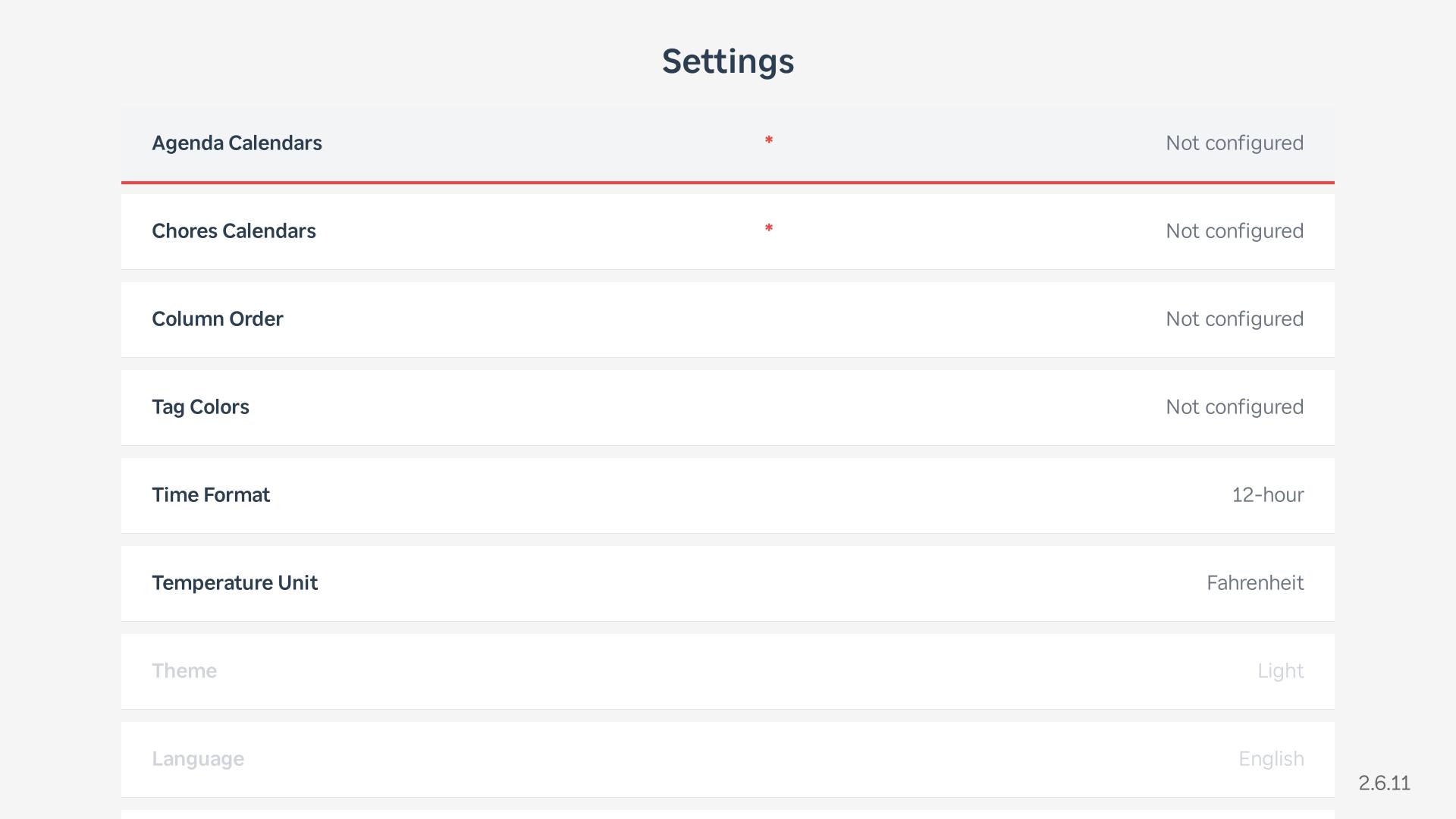 Family Check-In settings screen